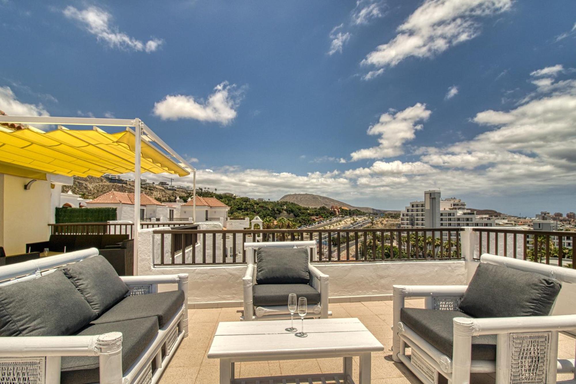 Penthouse Sea View Jacuzzy Terrace & Pool Apartment Playa Fanabe Luaran gambar