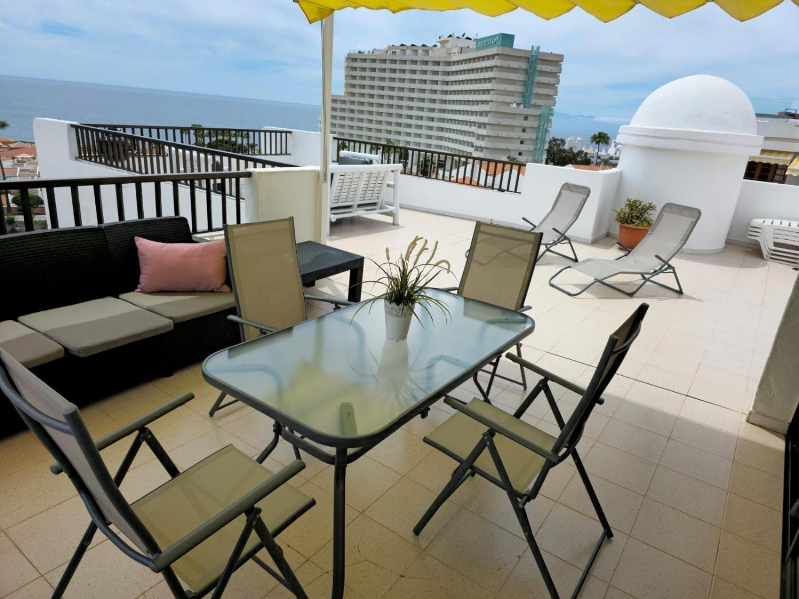 Penthouse Sea View Jacuzzy Terrace & Pool Apartment Playa Fanabe Luaran gambar